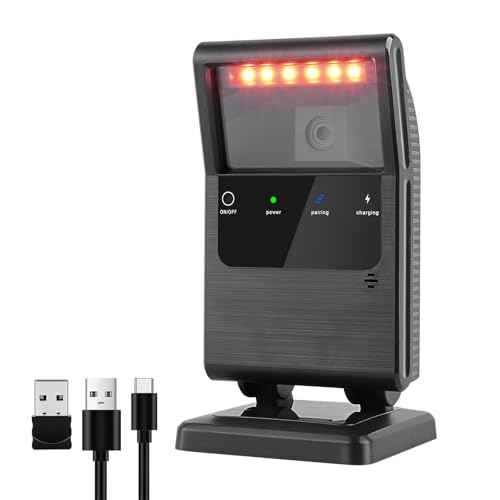 OBZ 2D QR Bluetooth Wireless Barcode Scanner Hands-Free Omnidirectional Desktop Barcode Scanner, Bluetooth & 2.4G & USB Wireless Barcode Reader for Supermarket, Store£¬POS,PC