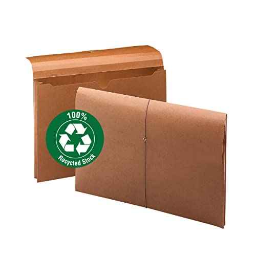 Smead 100% Recycled Expanding File Wallet with Flap and Cord Closure, 2" Expansion, Legal Size, Elastic Closure, Redrope, 10 per Box (77171)