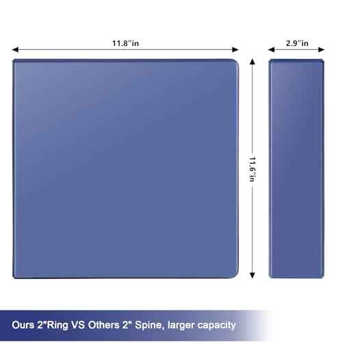 COMIX Sturdy 3 Ring Binder 2 inch with Clear View Cover, 2" Slant-D Ring View Binder Holds 500 Sheets of US Letter Size Paper, 6 Pack (Blue)
