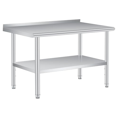 IDEALHOUSE 60x24 Inch Stainless Steel Prep Table with Adjustable Undershelf – Rooted Heavy-Duty, Silver