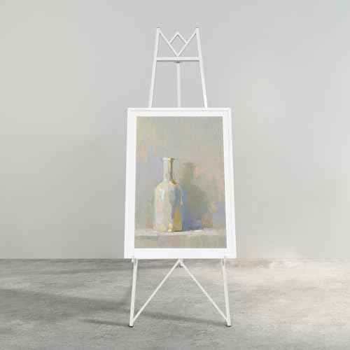 Iron Adjustable Arts & Crafts Easels,58 Inch Floor Easels for Display Wedding Sign,Metal Easel Stand with Chain Support for Mirror(White)