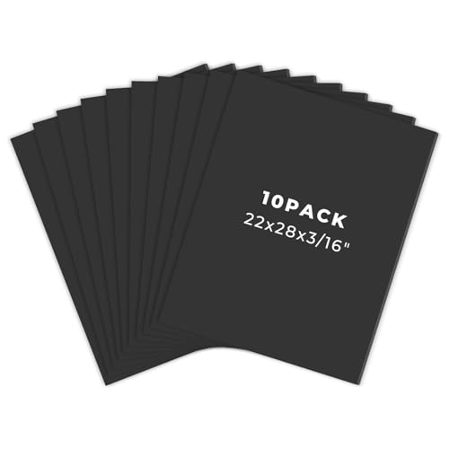 Golden State Art, 10 Pack Black Foam Board 22x28, 3/16 Thick Acid Free Foam Core Poster Board