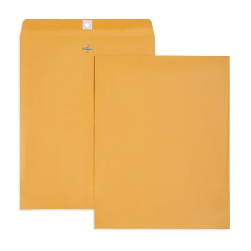 Blue Summit Clasp Manila Envelopes 11x14, 11.5 x 14.5-Inch, Brown Kraft, Gummed Seal, 100 Large 11x14 Envelopes for Mailing Photos and Documents, Manilla Color