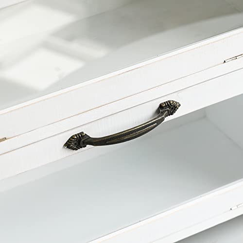 COLLECTIVE HOME - 2 Tiered Storage Cabinet, Countertop Cabinet, Wood Organizer for Kitchen Living Room Bedroom Office, 15.75 x 14.5 x 6.5 (no Pattern, Double Door, White)
