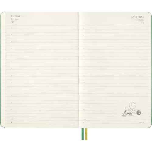 Moleskine Limited Edition Peanuts 'Charlie & Snoopy' 12 Month 2026 Daily Planner, Hard Cover, Large (5" x 8.25"), Emerald Green, 400 pages