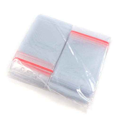 ID Badge Holder with Sealable Red Stripe, Horizontal, Vertical, 50 Pack (Vertical)