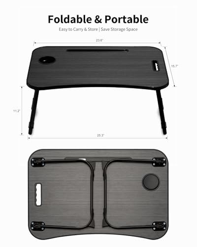 Ruxury Black Large Folding Lap Desk Bed Table for Sofa Couch & Floor