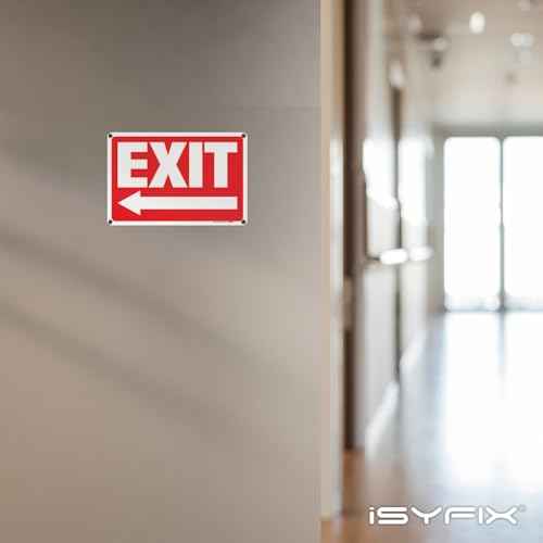 iSYFIX Exit Signs - 12 Pack 10x7 Inch Directional Left Arrow Signs, 40 mil Polystyrene Plastic, UV Laminated, Scratch & Fade Resistant, Waterproof - Ideal for Office, Theater, School, Business