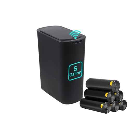 5 Gallon Motion Sensor Bathroom Trash Can Automatic Garbage Cans with Lid Touchless Smart Slim Plastic Trash Bin for Kitchen, Bedroom, Toilet, Office, Living Room
