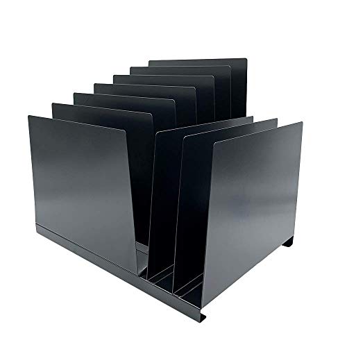 Huron Desktop File Binder Organizer Storage, Combination Vertical 3/Slant 6 Slot Tray, Black Steel
