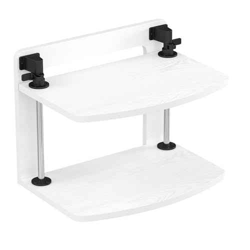 Computer Monitor Stand Riser for Reduced Neck Strain, Adjustable Height Desk Shelf Organizer Monitor Riser Stand for PC Monitor - Not for Laptop - Withe - Wood Grain, MR01-M