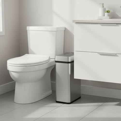 iTouchless 15 Liter / 4 Gallon Stainless Steel Wings Open Lid Sensor Bathroom Trash Can, Touchless Automatic Operation, Compact Design for Home, Office, Kitchen, Bedroom, Restroom