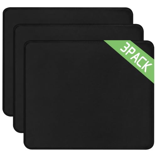 Jofuler 3 Pack Black Mouse Pads with Non-Slip Rubber Base and Stitched Edges