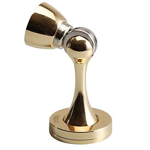 YAGU 2 Pack Magnetic Door Stoppers Holder, Zinc Alloy Bright Gold Door Stops Catch Wall Floor Mounted, Magnet Metal Soft-Catch