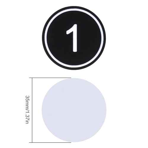 35mm ABS Plastic Round Table Numbers, Locker Cabinet Numbers Signage Tags Labels - Black 1 to 300