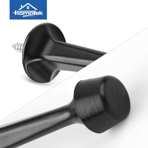 HOMOTEK 30Pack Heavy Duty Solid Rigid Door Stop with Soft Rubber Tip, Zinc Die Cast Door Stopper Protect Wall & Door, Black