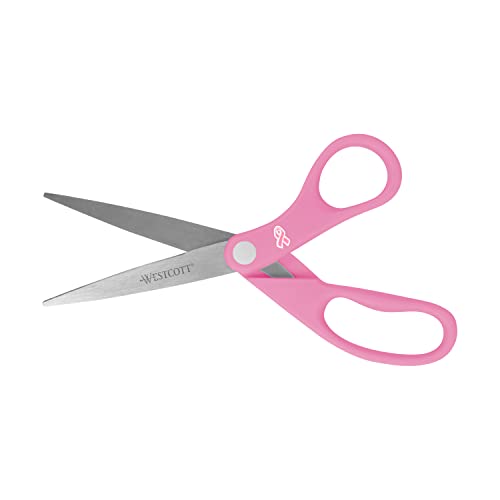 Westcott Pink Ribbon 8-Inch Stainless Steel Office & Craft Scissors - 1 Pack