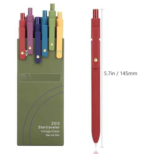 FIOVER Gel Pens, 6pcs 0.7mm Fine Point Black Ink, Smooth Writing Pens for Journaling, Nurse Aesthetic Cute Office School Supplies, Gifts for Women and Men (6Pcs Gold Vintage -Black ink)