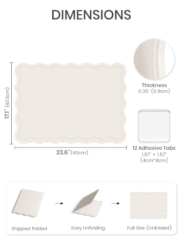 Fluxynara Oatmeal Scalloped Felt Bulletin Board 23.6 x 17.1 inches Modern Wall Organizer