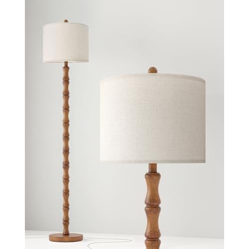 BOBOMOMO 62" Rustic Floor Lamp for Living Room, Retro Farmhouse Floor Lamp Rotary Switch, Resin Standing Lamp for Living Room, Corner, Dining Room, Bedroom, House