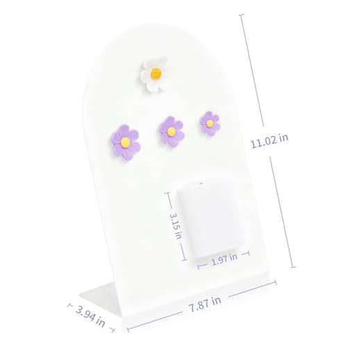 White Desk Magnetic Message Board with Pen Holder & Flower Pins - 8x11 inch