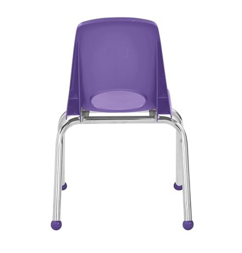 FDP 14" School Stack Chair, Stacking Student Seat with Chromed Steel Legs and Ball Glides; for Classroom, Homeschool or Learning Space - Purple (2-Pack), 15412-PU