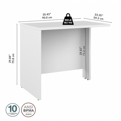 Bush Studio C 36W Bridge/Return in White — Attachable Desk Return