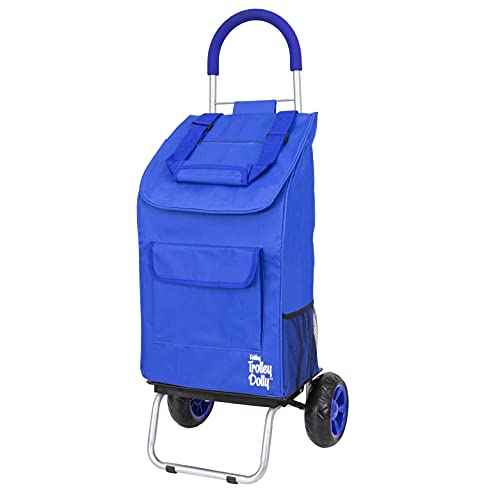 dbest products Trolley Dolly Blue Foldable Shopping cart for Groceries with Wheels and Removable Bag and Rolling Personal Handtruck, Standard