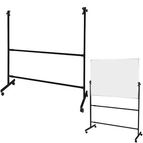 Lincia Lincia Adjustable Whiteboard Easel Stand Only Large Mobile Rolling Whiteboard Stand on Wheels Double-Sided Standing Dry Erase Board Mounting Brackets for Home Office Classroom School (Black)