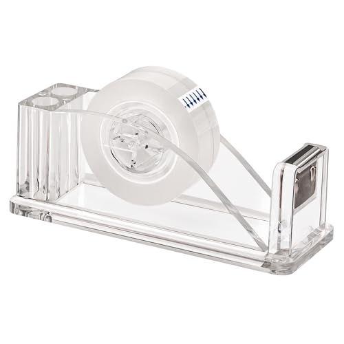 JEFURE 1 Pcs Transparent Acrylic Tape Dispenser – Non-Slip Desktop Cutter