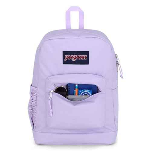 JanSport Cross Town Plus Backpack - Large Main Compartment, Side Water Bottle Pocket, 15-Inch Padded Laptop Sleeve - Pastel Lilac