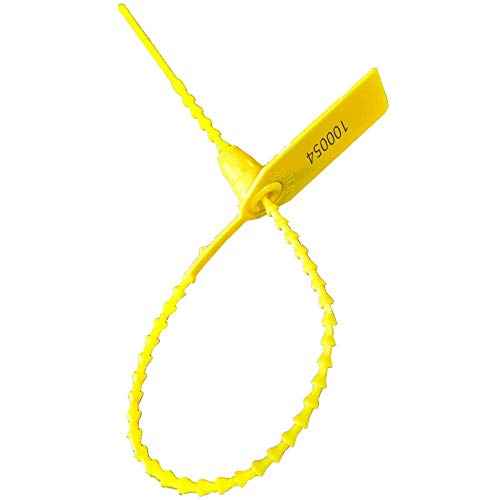 Plastic Security Tags Numbered Tamper Proof Seals Self Locking Zip Ties 9.84" Length Yellow (Pack of 500)