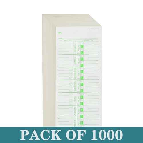 1000PCS Time Cards for Employees Weekly, 1 Sided Time Sheets, 3-1/2" x 9", Green