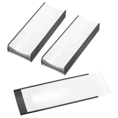 PATIKIL Magnetic Label Holder 8" x 3" with Paper Inserts, 25 Pcs C Channel Magnetic File Cabinet Labels Shelf Data Card Holder Signs for Metal Racks Shelves Whiteboard Tool Box