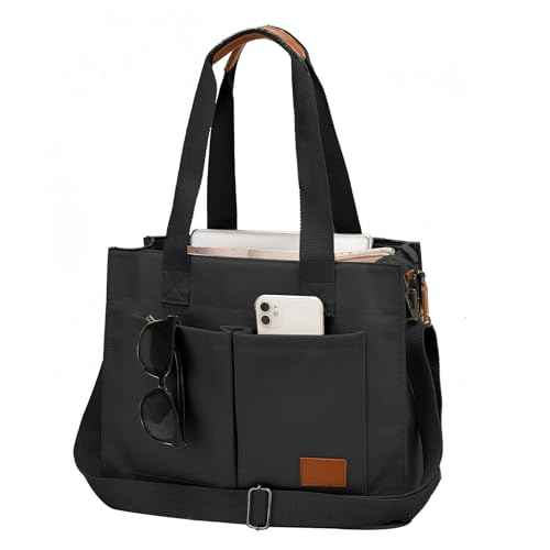 Barsine Laptop Tote Bag for Women - Large Work Bag with Multiple Pockets & Compartment, Cute Canvas Purse with Shoulder Strap
