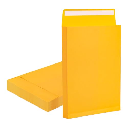 Goefun Yellow 10x13 Heavyweight Manilla Envelopes with Gussets - Expandable, Self-Sealing, Pack of 25
