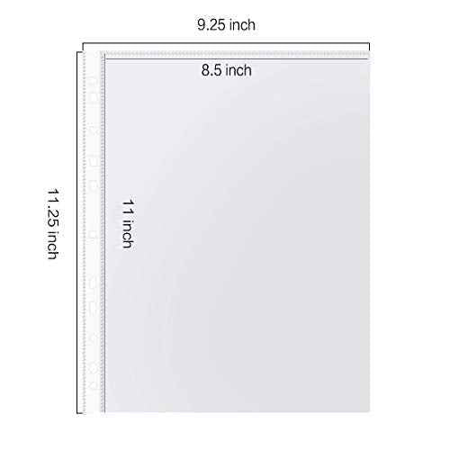Sheet Protectors, PANDRI 500 Pack Clear Heavy Duty Plastic Page Protectors Sheet Reinforced 11-Hole Fit for 3 Ring Binder Fits Standard 8.5 x 11 Paper, 9.25 x 11.25 Top Loaded, Excluding Acid