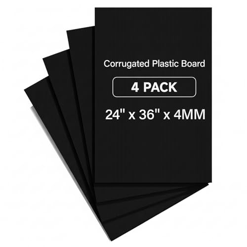 24x36 Corrugated Plastic Board Black - 4 Pack, Weatherproof Sign Sheets