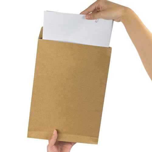40 Pack Expandable Large Kraft Envelopes, 9.3" x 13" Big Mailing Envelopes Self Seal Anti Tear Catalog Envelopes for Business Office Paper Documents File Storage - Brown