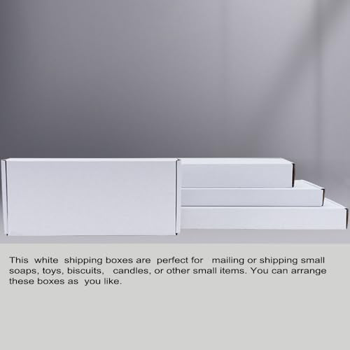 Myunzi White Shipping Boxes 7x5x1.5 Inch - Pack of 50 Small Corrugated Cardboard Boxes for Shipping & Packaging