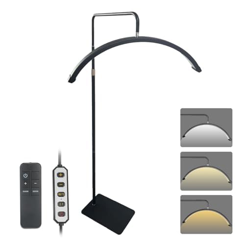 NATURALRISE LED Floor Lamp£¬Half Moon Lash Light for Eyelash Extensions, Nail Art & Tattoos | 3 Color Temperatures, 10-100% Dimming, Height Adjustable Reading Lamp for Bedroom, Office, Makeup Studio