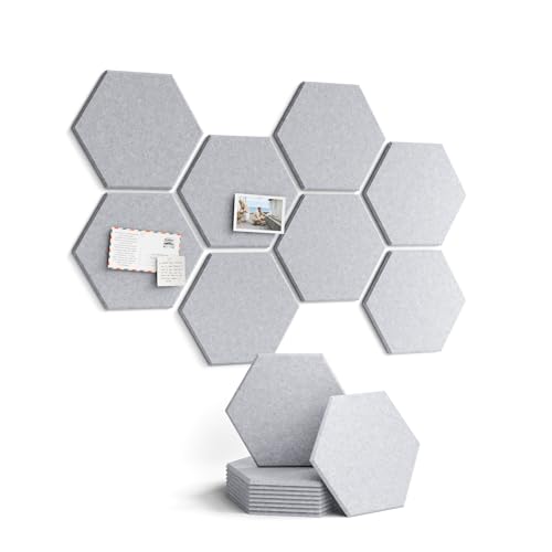 Fluxynara Soft Gray Hexagon Felt Bulletin Board Tiles - 8 Pack, Large