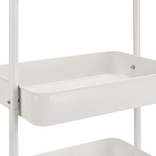 White 3-Tier Rolling Utility Cart with Lockable Wheels - Multi-Purpose Storage Organizer