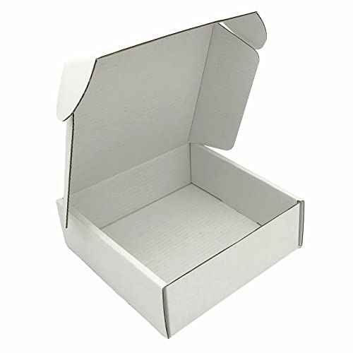White Cardboard Shipping Box Mailers 10 x 10 x 4 Inch Corrugated Packaging Storage Boxes 24 Pack (Inside Size: 9.3 x 9.8 x 3.8)
