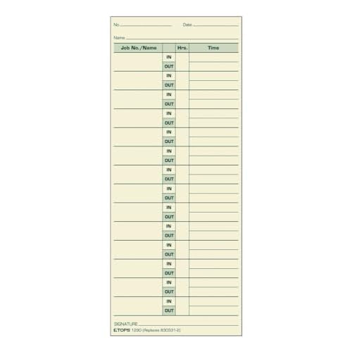 TOPS Job Cards, 2-Sided, 3-1/2" x 8-1/2", Manila, Green Print Front/Back, 500-Count (1290)