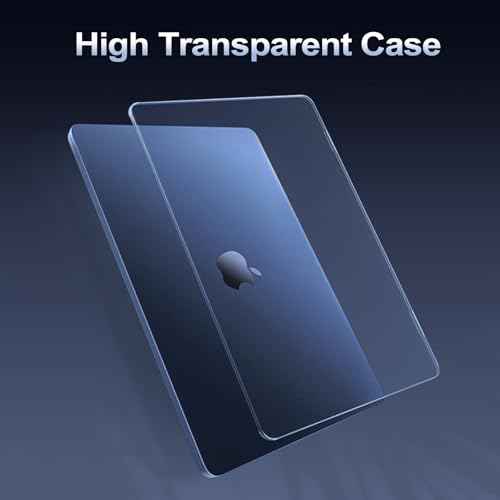 MOSISO Compatible with MacBook Air 13 inch Case 2025 2024 2023 2022 M4 A3240 M3 A3113 M2 A2681,Ultra-Thin Natural Original Color Hard Case&Keyboard Skin for MacBook Air 13.6 inch Case, Midnight Clear