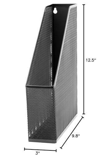 U Brands Mesh Steel Magazine File Holder - Black, 12.5 x 9.8 x 3 inches Desk Organizer
