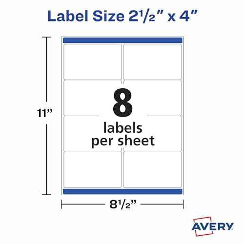 Avery Printable Blank Shipping Labels, 2.5" x 4", White, 800 Labels, Laser Printer, Permanent Adhesive (5817)