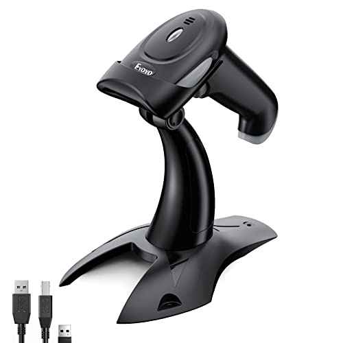 Eyoyo 2D 1D Wireless Barcode Scanner with Stand, 3-in-1 Barcode Reader 2.4G Wireless & Bluetooth & Wired USB Connection, Handheld QR Code Scanner for iPhone, Mac, Android, Store, Warehouse, Library