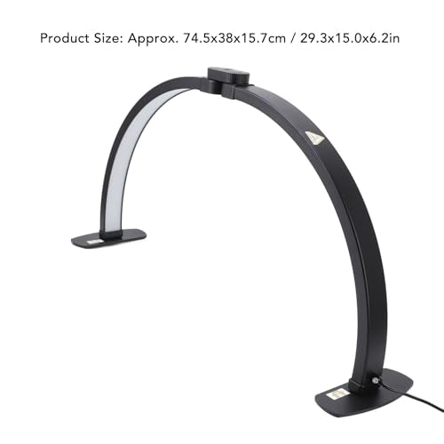 Half Moon Nail Desk Lamp, Nail Light for Desk, Folding Half Moon Light, 3000K-6000K Adjustable Brightness Lash Lamp Nail Tech Desk Lamp with Phone Holder for Beauty Eyelash Manicure Black (US Plug)